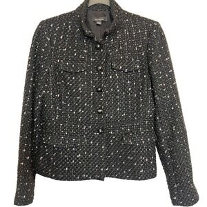 Ann Taylor‎ Tweed  Women's Jacket Black Classic Blazer